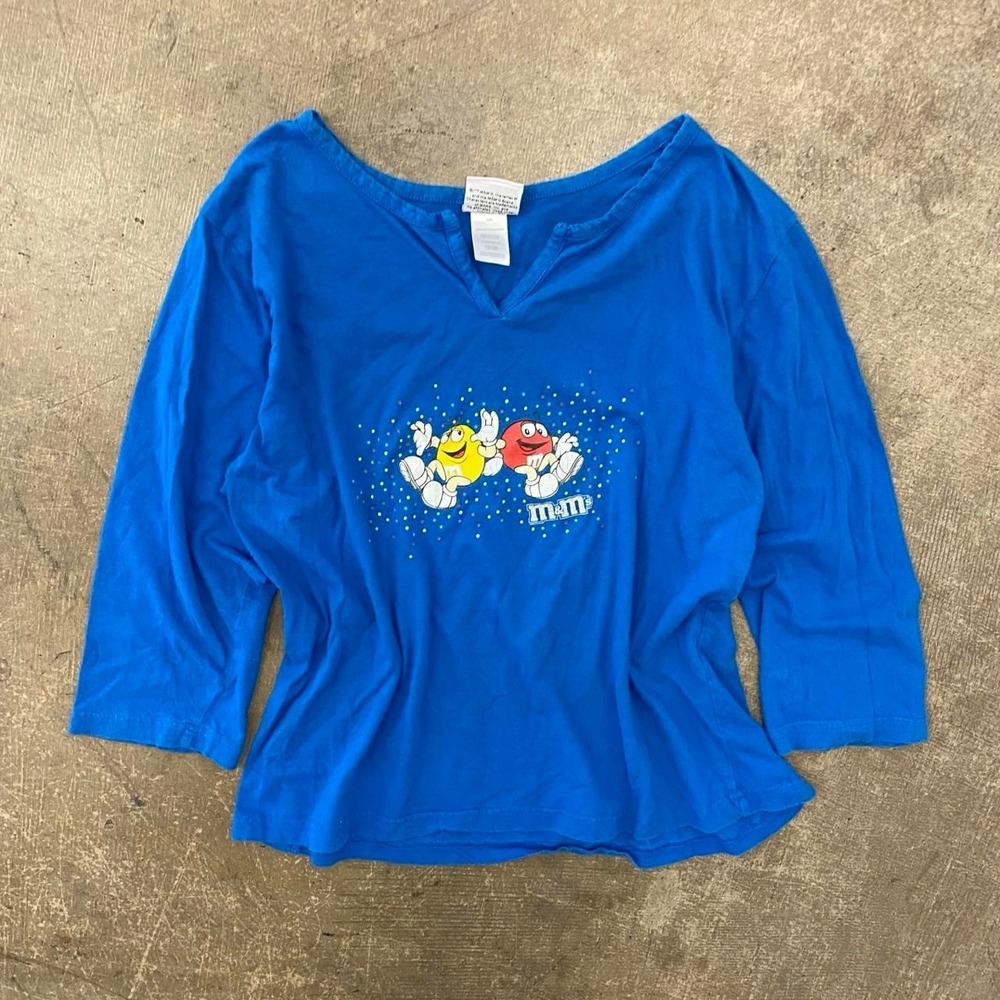 Vintage M&M Promo Women's Longsleeve V-Neck 2000s Shirt Size Large